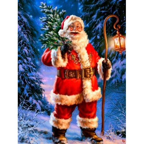 Santa Claus Carrying Christmas Tree