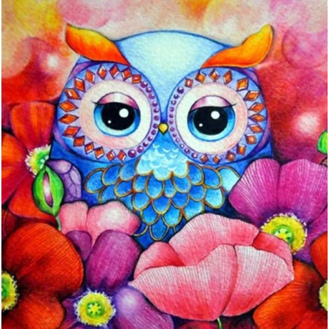 Cartoon Owl & Flowers