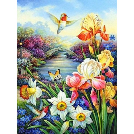 Flowers & Humming Birds Diamond Painting