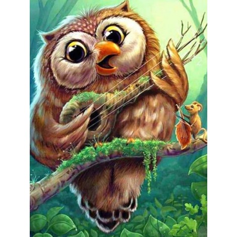 Owl Playing Guitar - Diamond Painting