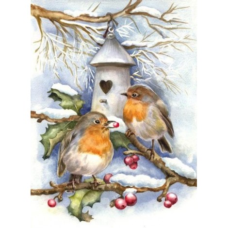 Vintage Christmas Birds Painting Kit