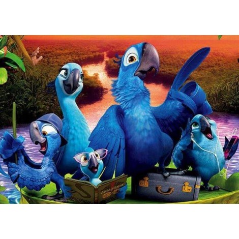 Cartoon Parrots Family