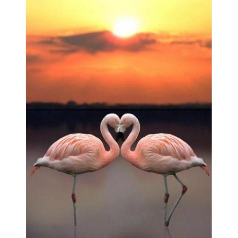 Flamingos & Sunset Landscape