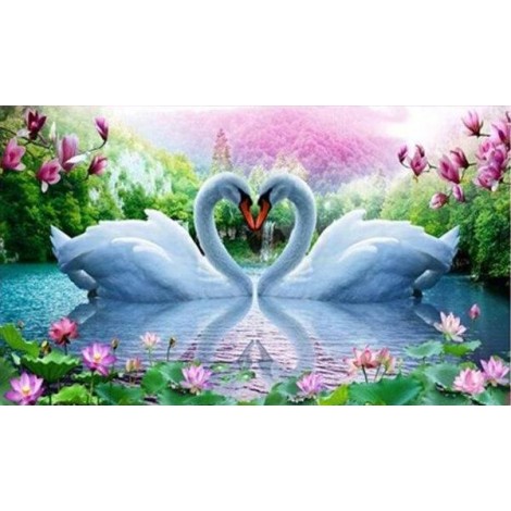 White Swans Love DIY Diamond Painting